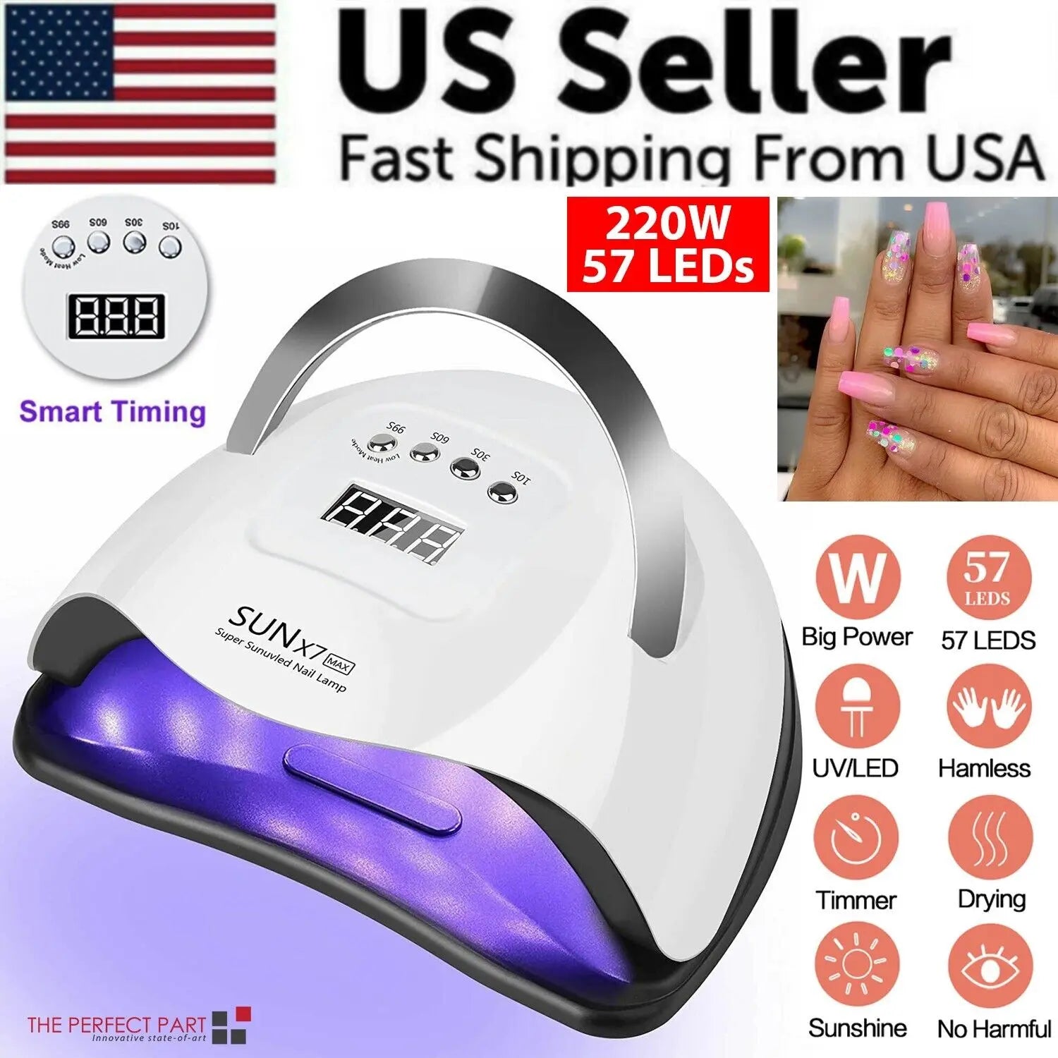 220W Nail Dryer LED Lamp UV Light Polish Gel Curing Machine Electric Manicure Lincoln Services